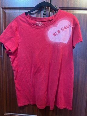 Old Navy Red Tee with Heart Logo